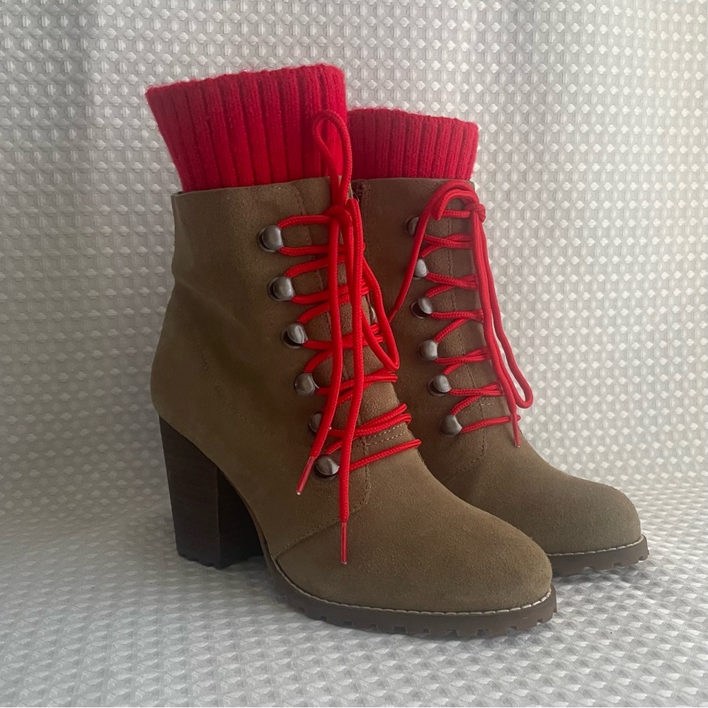 RENVY Hiking Boot Taupe Suede Nordic Rugged Style Women's 7M FLAWED‎